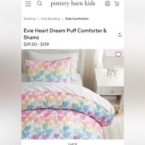 GUC Pottery Barn Kids Evie Heart (full-size) comforter and shams
